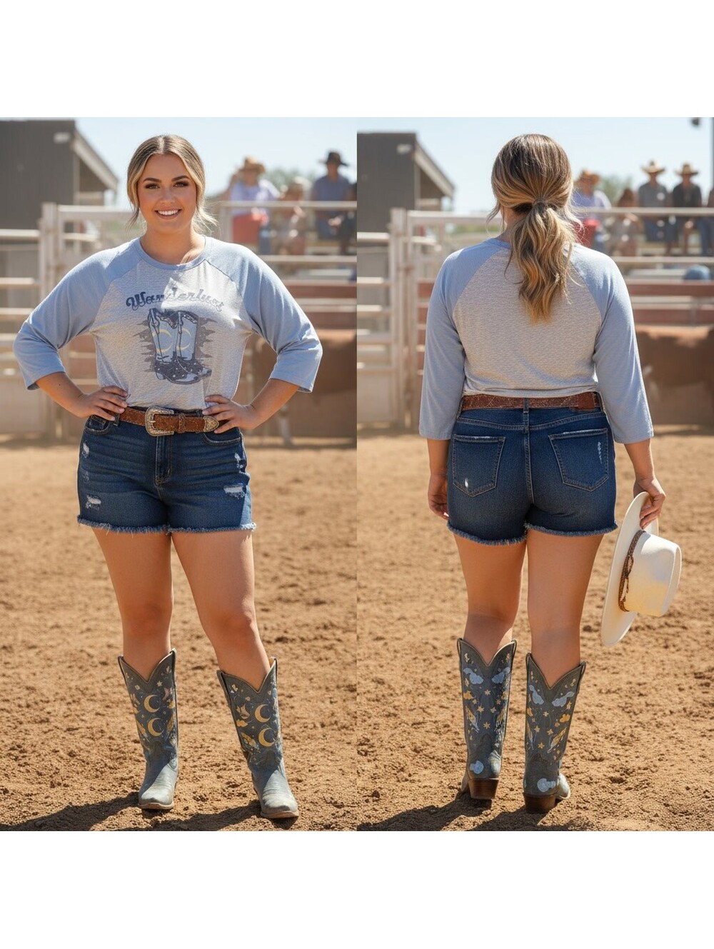 1990 - Torrid Size 2 Light Blue/Gray 'Wonderlust' Graphic Raglan Sleeve Shirt
